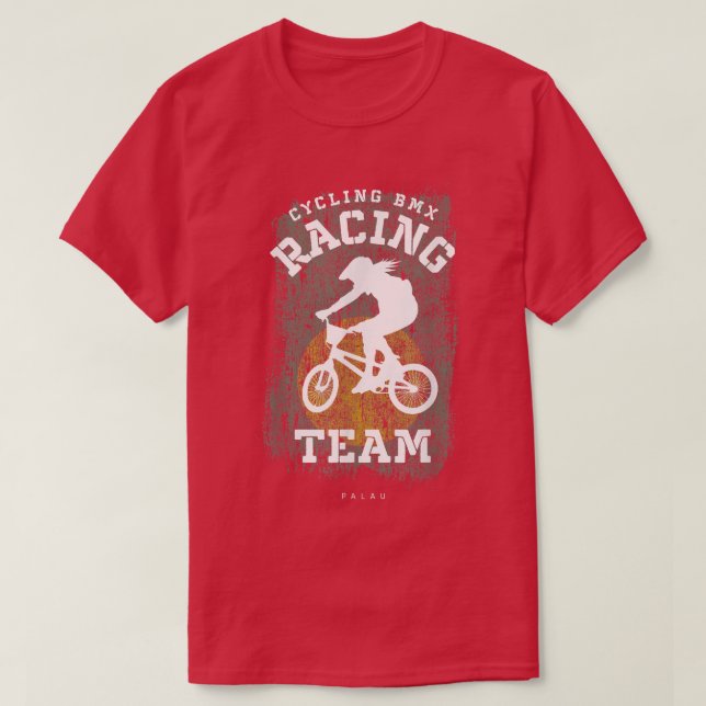 Womens BMX Bike Palau Flag Biking Cycling Racing B T-Shirt (Design Front)