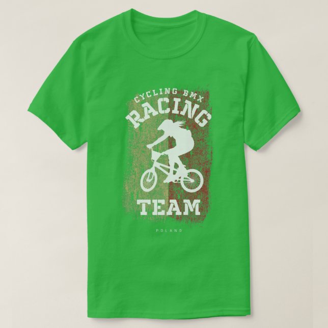 Womens BMX Bike Poland Flag Biking Cycling Racing  T-Shirt (Design Front)