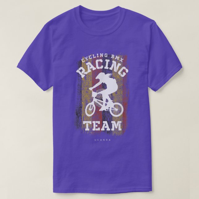 Womens BMX Bike Uganda Flag Biking Cycling Racing  T-Shirt (Design Front)