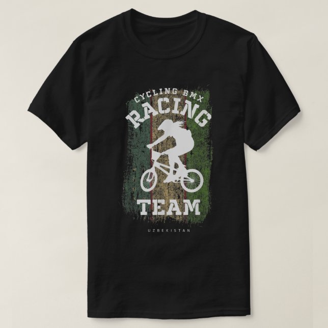 Womens BMX Bike Uzbekistan Flag Biking Cycling Rac T-Shirt (Design Front)