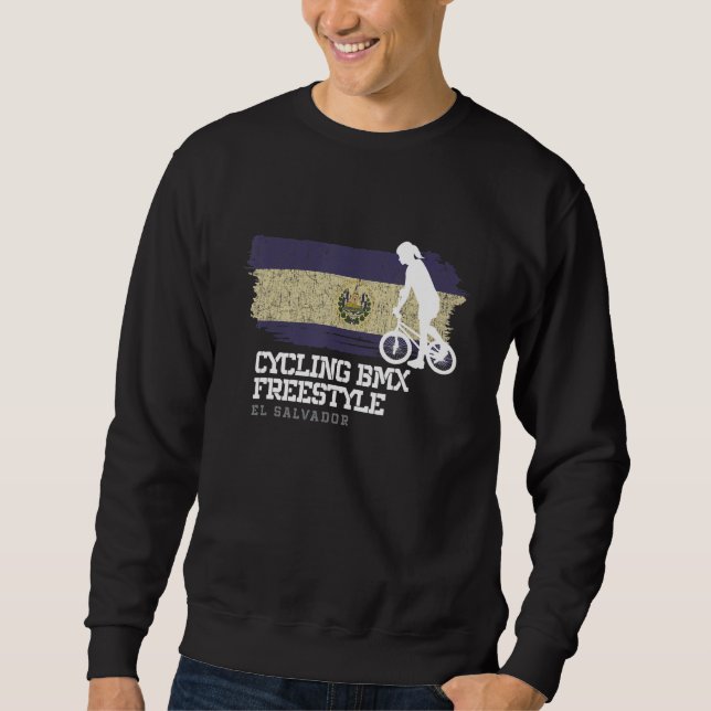 Womens BMX Freestyle Bike El Salvador Flag Cycling Sweatshirt (Front)