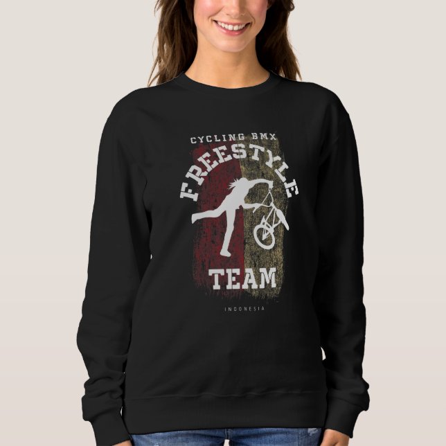 Womens BMX Freestyle Bike Indonesia Flag Cycling B Sweatshirt (Front)