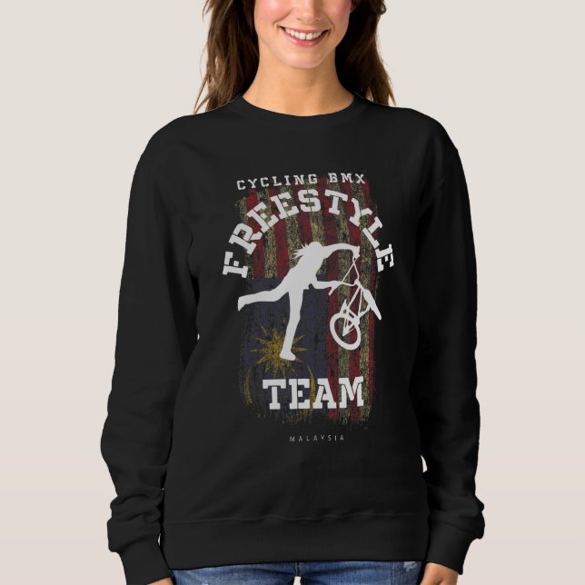 Womens BMX Freestyle Bike Malaysia Flag Cycling BM Sweatshirt (Front)
