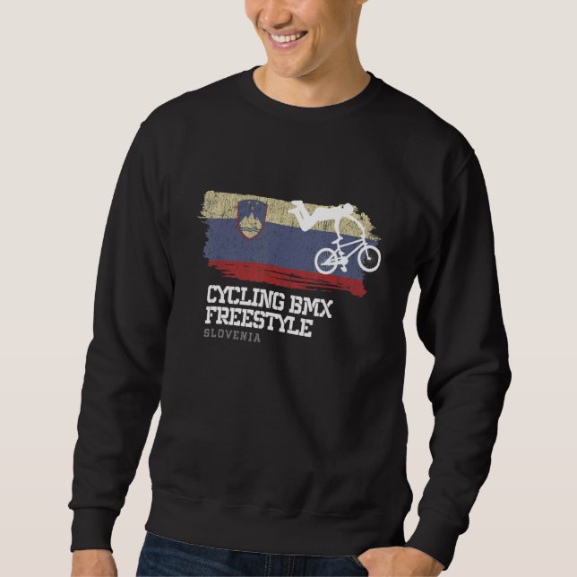 Womens BMX Freestyle Bike Slovenia Flag Cycling BM Sweatshirt (Front)