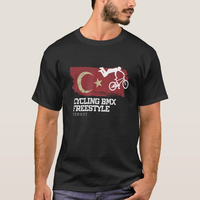 Womens BMX Freestyle Bike Turkey Flag Cycling BMX T-Shirt (Front)