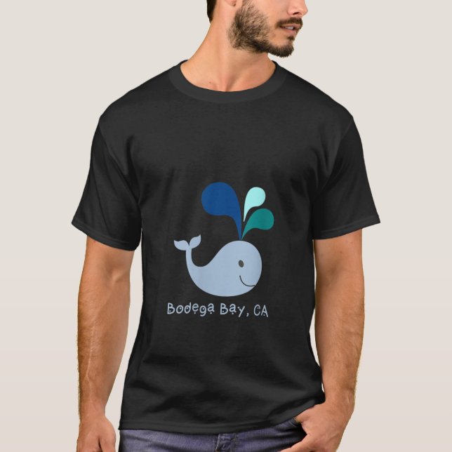 Womens Bodega Bay California Cute Whale Lover Cart T-Shirt (Front)