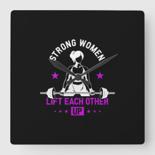 Womens Bodybuilding Gym Workout And Funny Training Square Wall Clock