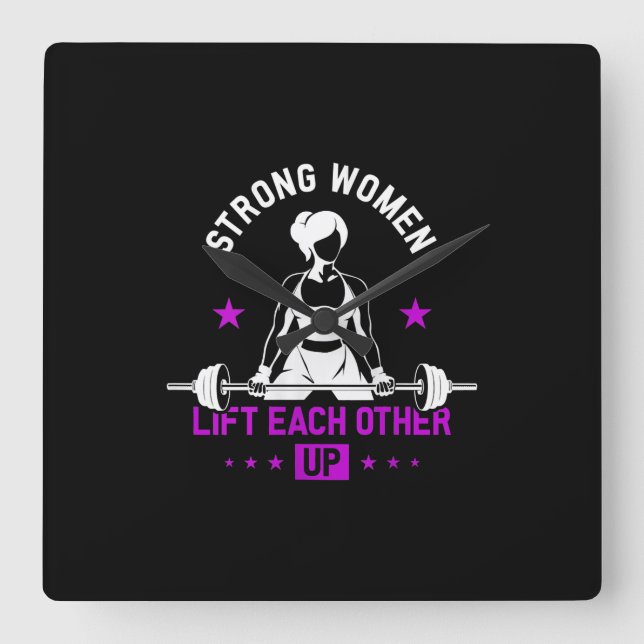 Womens Bodybuilding Gym Workout And Funny Training Square Wall Clock (Front)