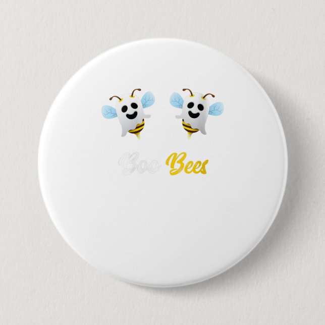 Womens Boo Bees Funny Ghost Boobees Hallowee Button (Front)