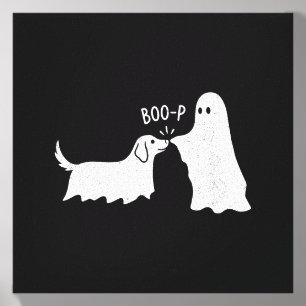 Womens Boo Boo-P Dog Ghost Funny Halloween Dog Canvas Photo Tile