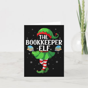 Womens Bookkeeper Elf Christmas Girls Women Elf Sq Card