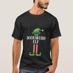 Womens Bookworm Elf Matching Family Group Christma T-Shirt