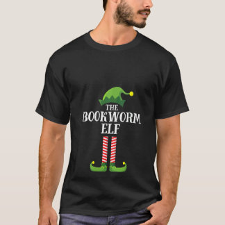 Womens Bookworm Elf Matching Family Group Christma T-Shirt