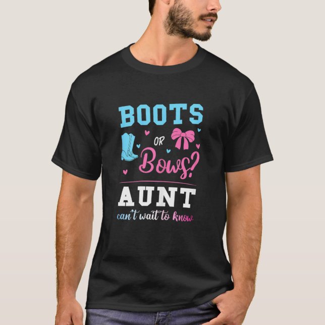 Womens Boots Or Bows Aunt Gender Reveal Pink Or Bl T-Shirt (Front)