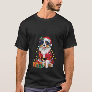 Womens Border Collie Xmas Lights Santa Border Coll T-Shirt