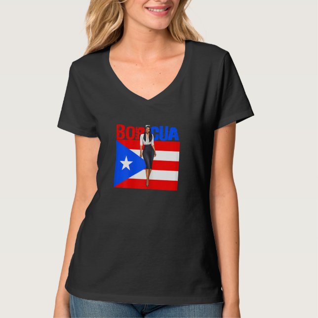 Womens Boricua Roots Puerto Rico Pride PR Souvenir T-Shirt (Front)