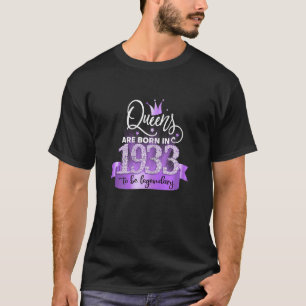 Womens Born In 1933 I Elegant Purple Black Party O T-Shirt
