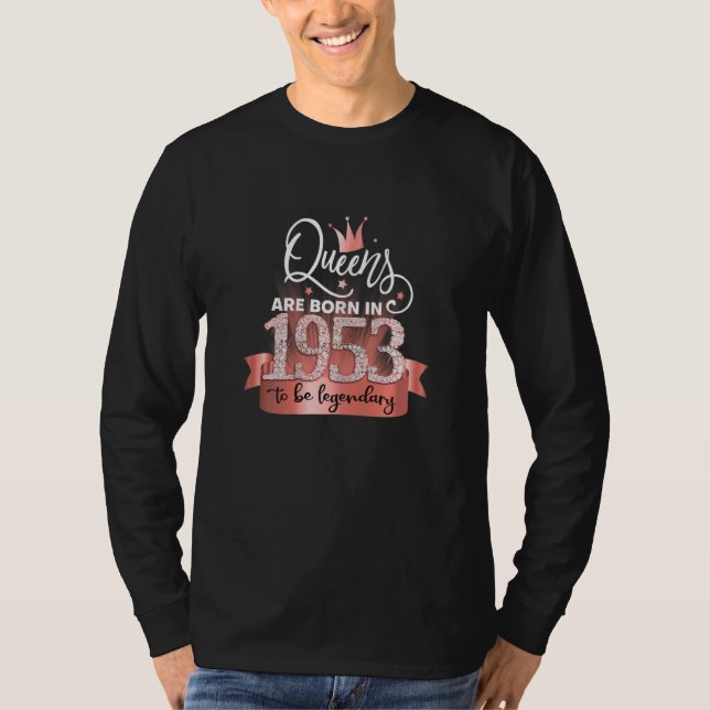 Womens Born In 1953 I Elegant Black Rose Party Out T-Shirt (Front)