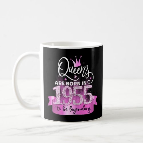 Womens Born In 1955 I Elegant Pink Black Party Out Coffee Mug