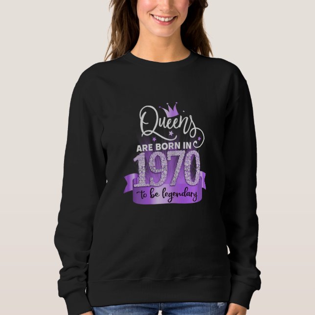 Womens Born In 1970 I Elegant Purple Black Party O Sweatshirt (Front)