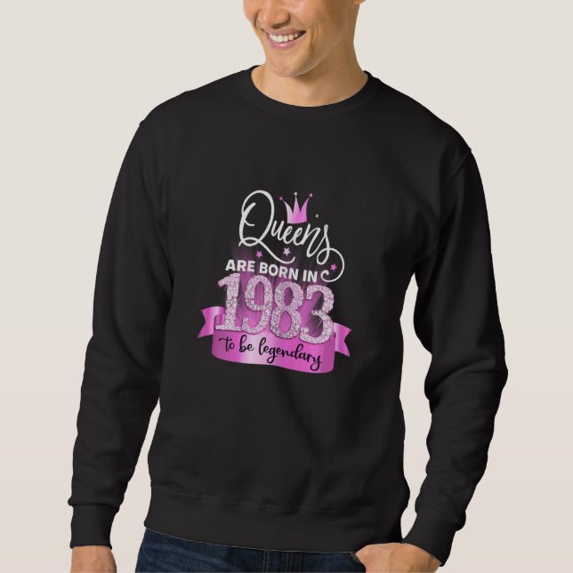 Womens Born In 1983 I Elegant Pink Black Party Out Sweatshirt (Front)