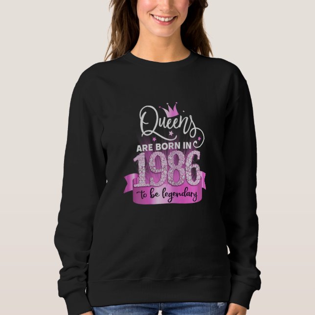 Womens Born In 1986 I Elegant Pink Black Party Out Sweatshirt (Front)