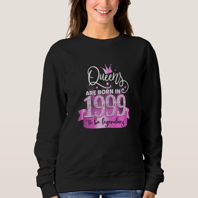 Womens Born In 1999 I Elegant Pink Black Party Out Sweatshirt (Front)