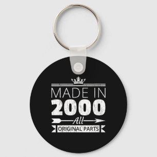 Womens Born In 2000 Bday Vintage Funny Quote Keychain