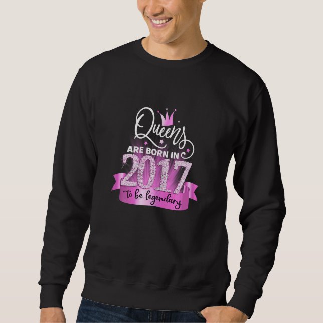Womens Born In 2017 I Elegant Pink Black Party Out Sweatshirt (Front)