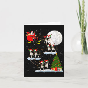 Womens Boston Terrier Dog Santa Sleigh Flying Funn Card