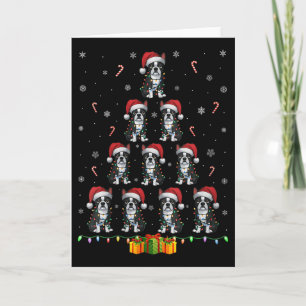 Womens Boston Terrier Santa Hat Xmas Light Men Wom Card