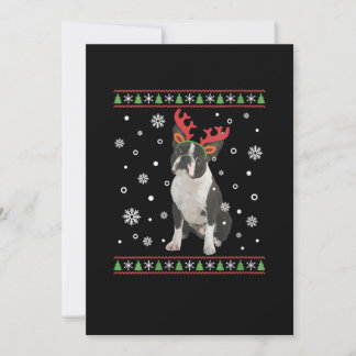 Womens Boston Terrier Xmas Ugly Christmas Sweater Announcement