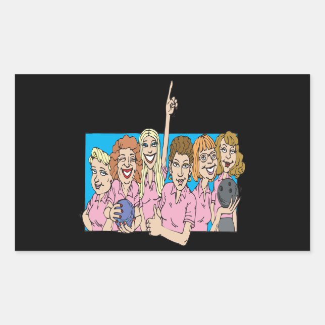 Womens Bowling Team Rectangular Sticker (Front)