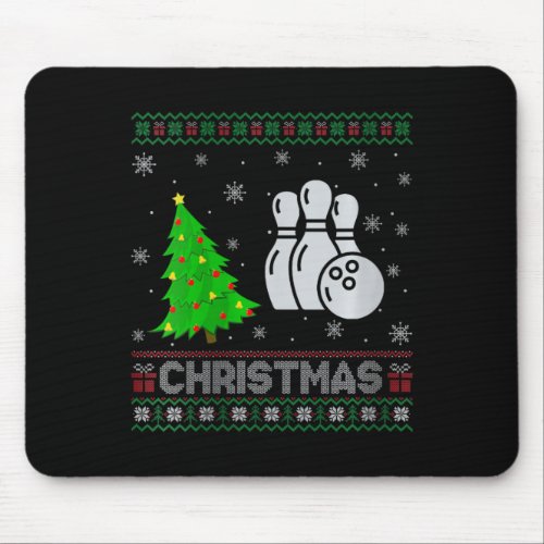 Womens Bowling Xmas Tree Lighting Ugly Christmas S Mouse Pad