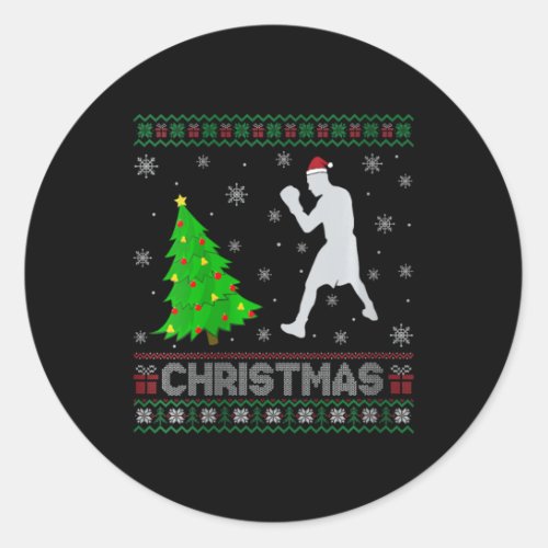 Womens Boxer Xmas Tree Lighting Ugly Christmas Swe Classic Round Sticker