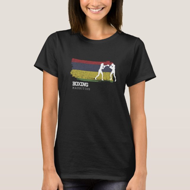 Womens Boxing Mauritius Combat Sports Fighter Boxi T-Shirt (Front)