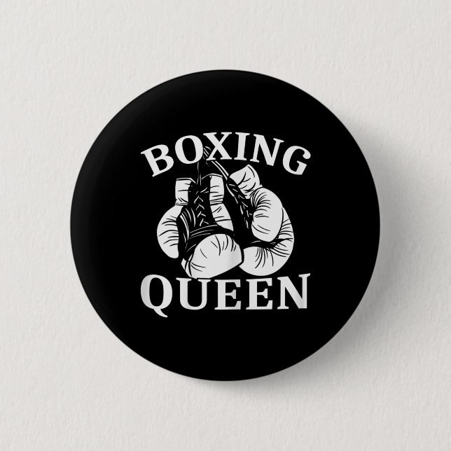 Womens Boxing Queen Fighter Kickboxing  Button (Front)