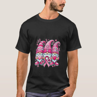 Womens Breast Cancer Awareness Gnome Pumpkin Pink  T-Shirt