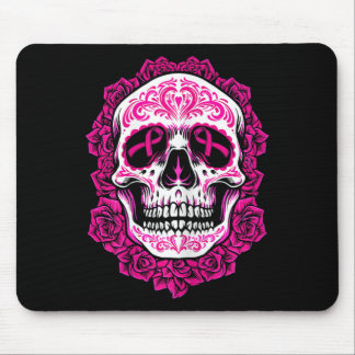 Womens Breast Cancer Awareness Heart Mexican Skull Mouse Pad