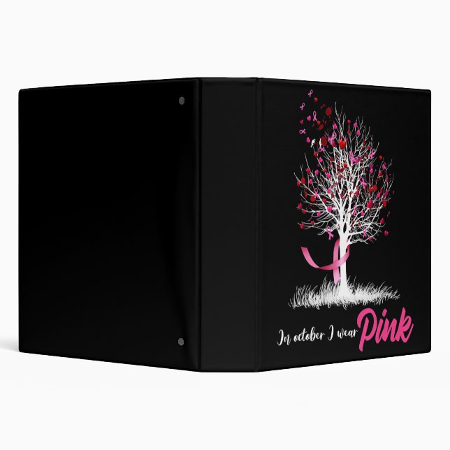 Womens Breast Cancer Awareness, In October We Wear 3 Ring Binder (Background)