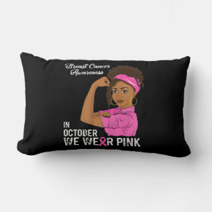 Womens Breast Cancer Awareness In October We Wear  Lumbar Pillow