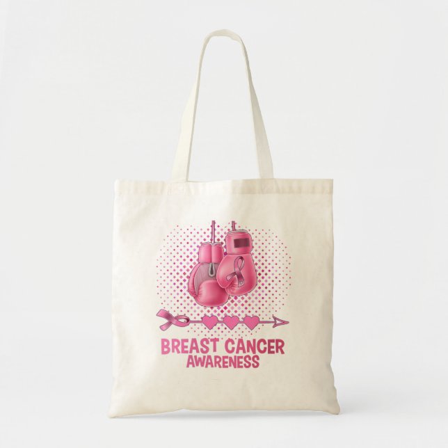 Womens Breast Cancer Awareness Pink Boxing Gloves  Tote Bag (Front)