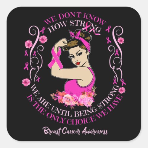 Womens Breast Cancer Awareness Ribbon T_Shirt177  Square Sticker