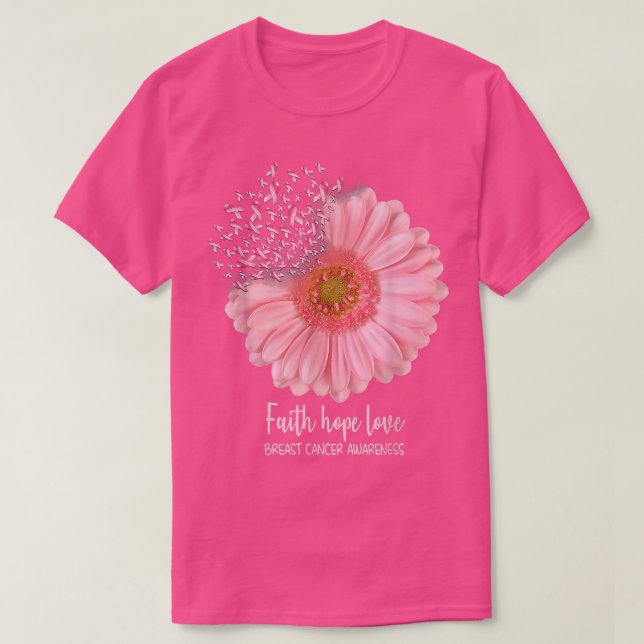 Womens Breast Cancer Awareness Sunflower Hippie sh T-Shirt (Design Front)