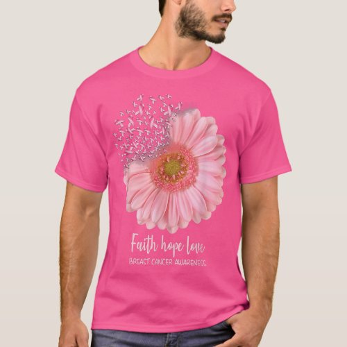 Womens Breast Cancer Awareness Sunflower Hippie sh T_Shirt