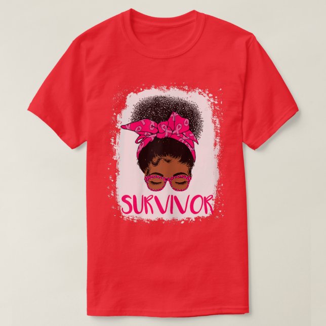 Womens Breast Cancer Survivor Rosie Riveter Pink A T-Shirt (Design Front)