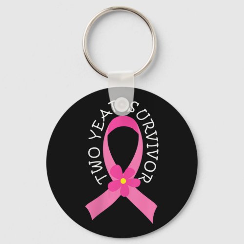 Womens Breast Cancer Two Year Survivor Pink Ribbon Keychain