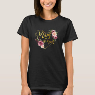 Womens Bridal Team Matching Floral Graphic Maid Of T-Shirt