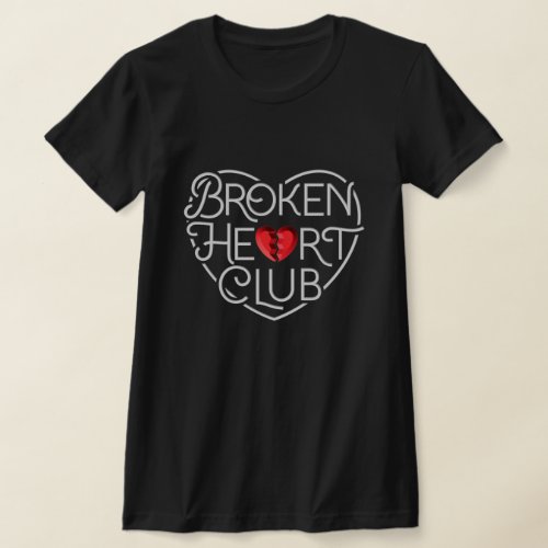Womens Broken Heart Club T_shirt  Black
