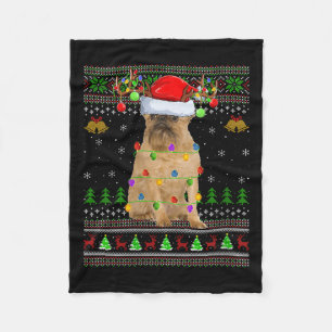 Womens Brussels Griffon Dog Ugly Christmas Sweater Fleece Blanket